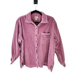 L.L. Bean Women’s Corduroy Button-Up Shirt Jacket (Shacket), Pink – Large